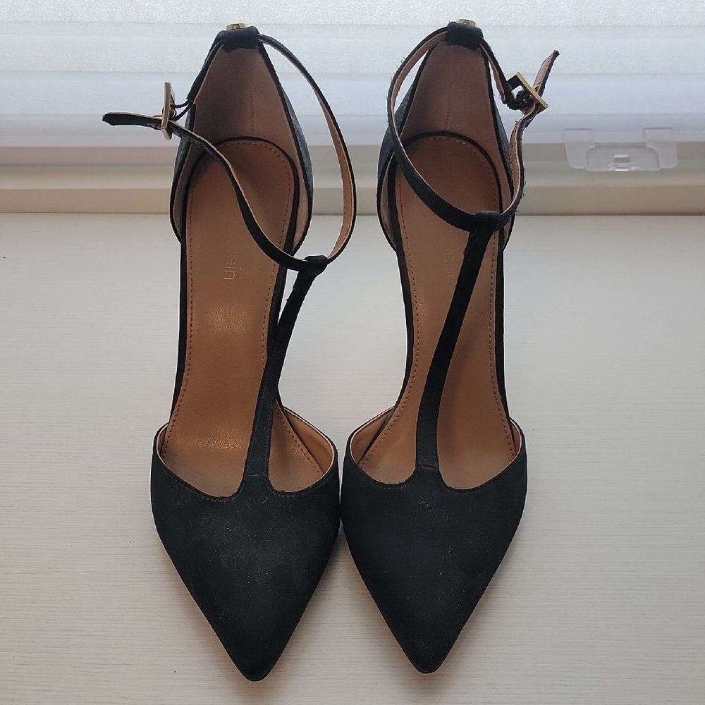 Calvin Klein Brandy Black T-Strap Heels